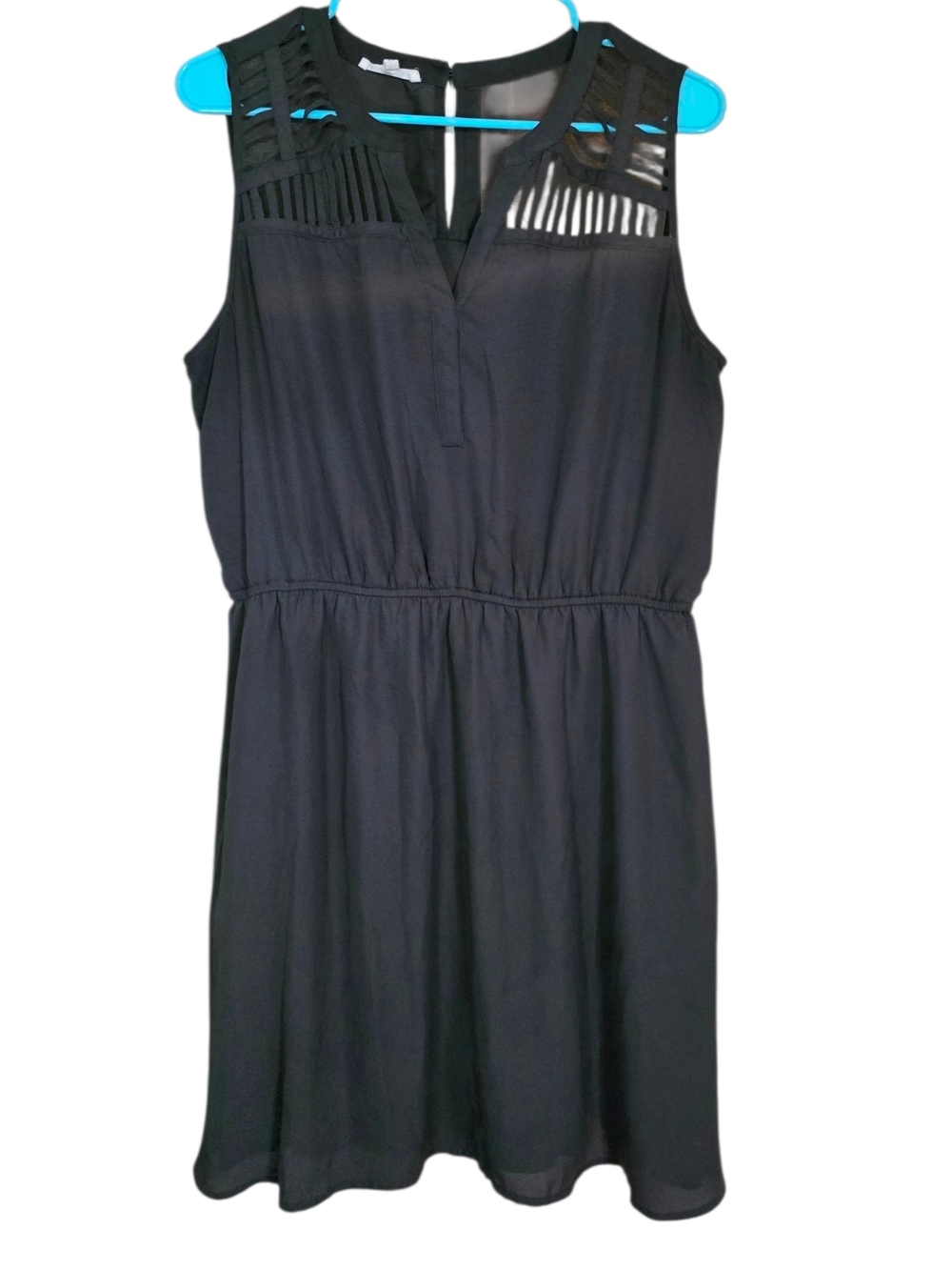 Maurices Dark Gray Sleeveless Mini Dress with Ladder Cutouts